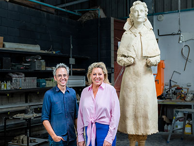 Witness the reveal of the Vivian Bullwinkel sculpture