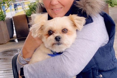 Marilyn with her dog during lockdown