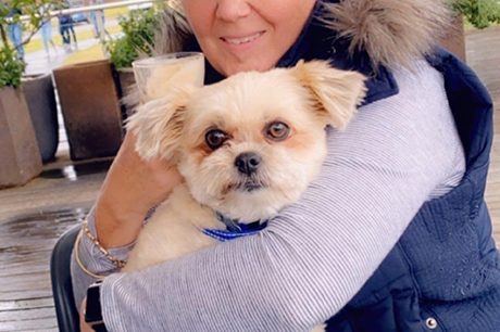 nursing-in-home-care Marilyn with her dog during lockdown