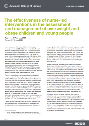 The effectiveness of nurse-led interventions in the assessment and management of overweight and obese children and young people