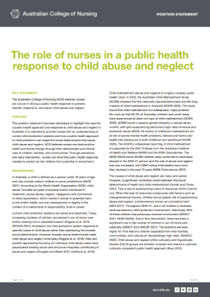 The role of nurses in a public health response to child abuse and neglect
