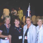 Elizabeth Foley FRCNA, Natalie Ashcroft FRCNA, Karen Linegar FRCNA (RCNA President) and Coralie Gerrard FRCNA at the ICN Congress in Taiwan in 2005